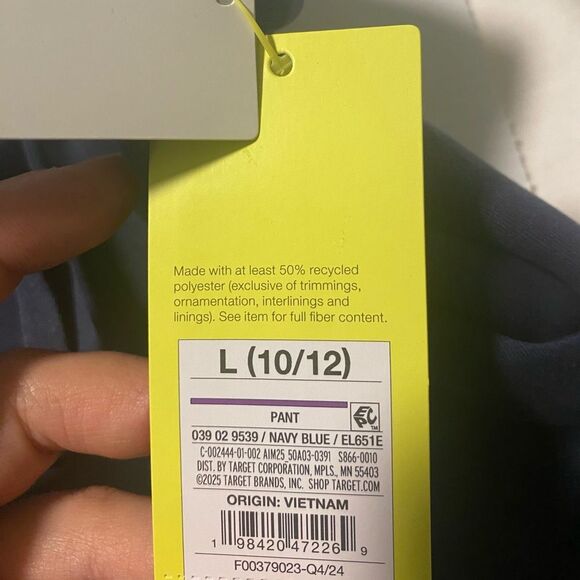 All in Motion Navy Blue Airy Sleek Wide Leg Pants pull on oversize trouser 10-12 - Picture 8 of 12